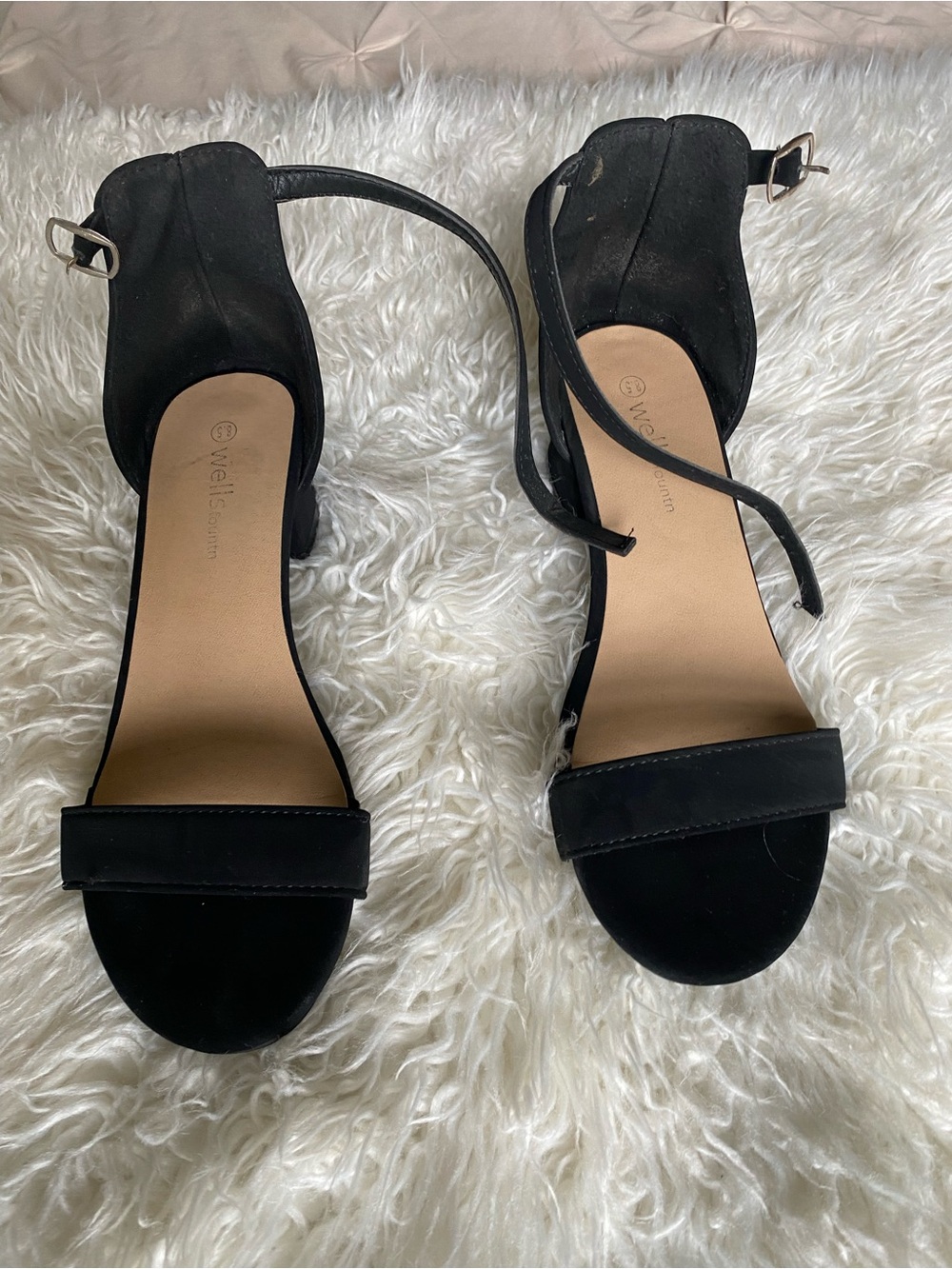 Black Ankle-Strap Block Heel Sandals